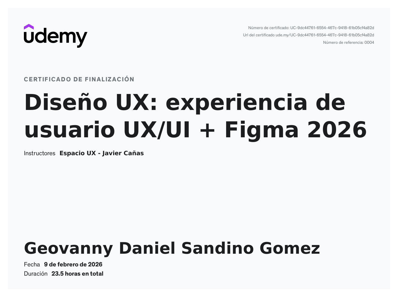 Certificación 6 - Geovanny Sandino